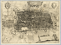 214013 Plattegrond van de stad Utrecht met directe omgeving; met stratenplan, wegen en watergangen en gestileerde ...